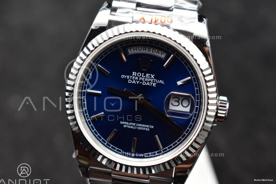 QF (Gain Best 904L V5 Edition Weight) DayDate vr3255 SS on Packable Steel President Dial Bracelet 36 Blue 672 0728